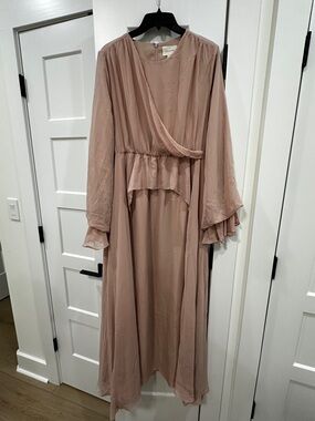 Veiled Collection Blush Pink Long Sleeve Wrap Maxi Dress
